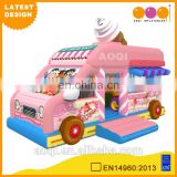 2015 AOQI newest design ice cream car inflatable bouncer combo for kids with free EN14960 certificate