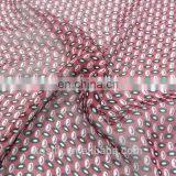 Printed 100% Silk Chiffon With Red Background and Dots