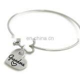 Personalized Hand Stamped Jewelry Heart Charm Grandma Bracelet For Family