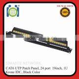 Black 19 Inch, 1U Krone UTP CAT6 Patch Panel