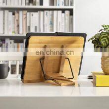 Bamboo Book Stand Adjustable Book Holder Tray and Page Paper Clips-Cookbook Reading Desk Portable Sturdy Lightweight Bookstand-T thumbnail-5