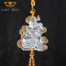 Handmade Crystal Religious Kwan Yin Buddha Head Car Hanging Pendant thumbnail-2