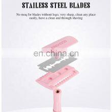 Women Lady Girl Body Cleaning Pink Private Label Eco-Friendly Changeable Long Double Edge Safety Razor Best Gift thumbnail-4