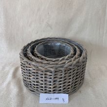 Handmade Woven Storage Round Flower Pot Garden Wicker Willow Basket
