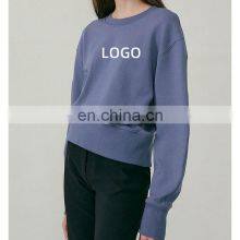 Blank Custom Oversize Crewneck Sweatshirts Women Casual Sports Pullover Add Wool Gym Top Workout Walking Active Wear Clothes thumbnail-1