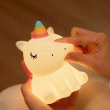 New Cute Unicorn Soft Silicone Rechargeable Sensor Night Light Bedroom Bedside Night Light for Children Kids thumbnail-5
