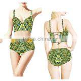 Hot Summer Beach Girl Underwear Swimwear, Seaside Print Colorful Women Bikini, Sexy Back Strape Swimsuit thumbnail-3