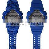 LP1331 Blue PU Multifunction Digital LCD Display Printing Graphic Pattarn Set Digital Wrist G Watch thumbnail-5