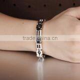 Stainless Steel Wristband Link Chain Men's Hematite Ball Link Chain Bracelets For Men And Women thumbnail-2