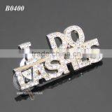 Rhinestones Souvenir Brooch Zinc Alloy Silver Color Crystal Badge Metal Custom Letter Lapel Pin thumbnail-4