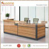 Walnut Modern Reception Desk With 3-Drawers Cabinet
