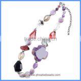 Wholesale Multi-color Glass Acrylic And Agate Cross Beads Gemstone Jewelry Fancy Necklace For Women GN-M001 thumbnail-4