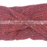 In Stock! 100% Acrylic Knitted Burgundy Neck Warmer With Colored Decorations thumbnail-3
