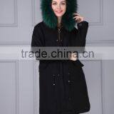 New Arrival High Quality Natural Fox Fur Lined Long Parka With Natural Raccoon Collar Supplier's Choice thumbnail-6
