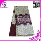 2016 christmas lace fabric CCL-0113 burgandy guipure dress fabric