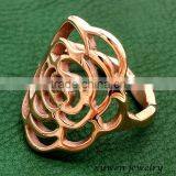 Women Laser Cut Flower Shape Stainless Steel Rose Ring thumbnail-2