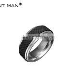 Fashion 8mm Men Rings Inlay cz High Polish Wedding Rings Band Carbon Fiber Titanium Ring Band thumbnail-5