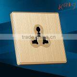 British Standardchampagne Gold Brushed-aluminum Electric 3 Pin MF Wall Socket