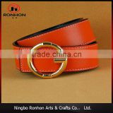 Orange genuine leather waist belt for teens and men