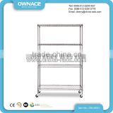 Chrome 4 Layers Easy Assemble Wire Shelf Rack With Wheels