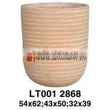 Vietnam Cylinder Streaky Decorative Sandy Terracotta Pot thumbnail-1