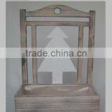 Rectangular Antique Wood Hanging Planter thumbnail-1