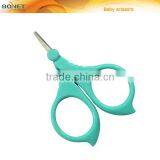SBS0009 CE Qualified 3'' Green Plastic Handle Baby Infant Scissors