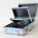 Set of 3 Square Colored Lacquer Decorative Boxes thumbnail-1