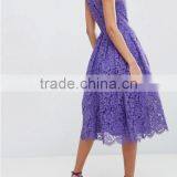 China Latest Clothing OEM Lace Pinny Scallop Margin Prom Midi Fashion Dress thumbnail-3