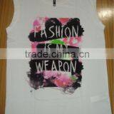 2014 Fashion Ladies Combed Cotton Sleeve Less Printed T-shirt thumbnail-1