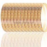 6 MM Diamond Cut Finished Tri Color Plated Bangle Set thumbnail-1