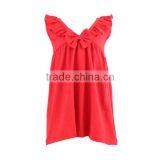 Summer Boutique Fashionable Children Clothes Solid Red Baby Gown Dress With Backless &bowknot Design thumbnail-2