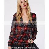 90's Deep Plunge Wrap Over Style 2015 New Design Chiffon Ladies Blouse thumbnail-4