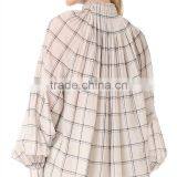 2017 OEM Spring Femme Airy Sand Windowpane Checks Tunic Blouse thumbnail-4