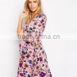 Maternity Wrap Skater Dress in Floral China Supplier thumbnail-1
