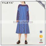 2016 Fashion Halter off Shoulder A-line Stripe Dress Woman Dress thumbnail-1