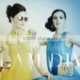 Yellow and Blue Color With White Embroidery Design Vogue Designer Kurtis thumbnail-1