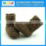 2015 Newborn Baby Boys Booties With Button Ankle Boots Baby Crochet Shoes Brown thumbnail-1