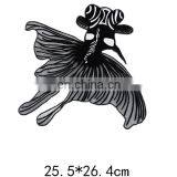 Big Size Custom High Quality Embroidery Patch of Lucky Fish no Backing in Stock,Heat Cut Fun Fish Design Embroidered Patches thumbnail-2