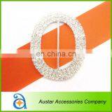 Crystal 3 Rows OVAL Bouquet Diamond Rhinestone Buckle Chair Sash Ribbon Slider Wedding Supplies thumbnail-1