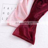 Baby Girls Kids Boho Floral Bell Bottom Velvet Ruffle Leggings Flare Pants 2 Colors Sz80-90 thumbnail-4