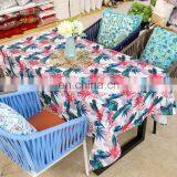 Bright Color High Quality Linen Cotton Digital Printing Green Leaf Dining Tablecloth Table Cloth With Decorative thumbnail-2