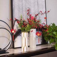 Light Luxury Chinese Electroplate Large Green Blue White Ceramic Vase For TV Bench Decor thumbnail-2