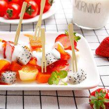 Wood Two-Prong Cocktail Forks Wooden BBQ Snack Forks 3.5 Inch Natural Bamboo thumbnail-5