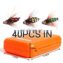 Amazon 40 Pcs/Box Manual Baits Fly Fishing Kits Musca Lures Artificial Fishing Flies