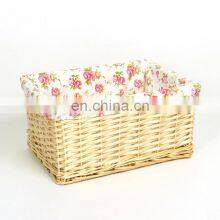 Hand-woven Wicker Willow Storage Baskets Nesting Organizer w/ Lining thumbnail-1