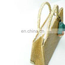 Handmade Seagrass Handbag Interior Zipped With Cotton Lining 100% Nature Straw Woven Tote Bag Wholesale thumbnail-3