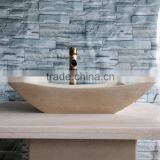 Best Sale Natural Beige Marble Bathroom Wash Basin thumbnail-5
