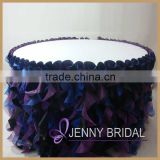TS055E new fancy organza and taffeta curly willow wedding table skirting                        
                                                Quality Choice