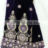 T236-1 Purple High Quality 100% Korea Velvet African George Fabric thumbnail-1